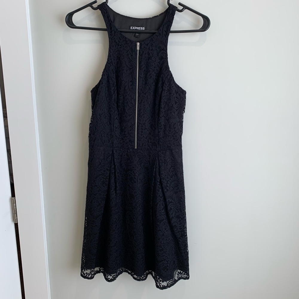 Black Express sleeveless dress zipper front size 2